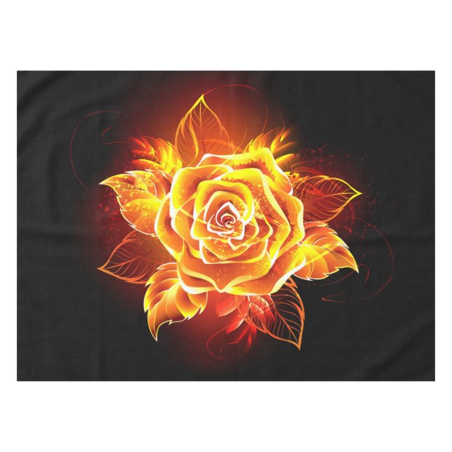 Rose des blühenden Feuers Tischdecke (Vorderseite (Horizontal))