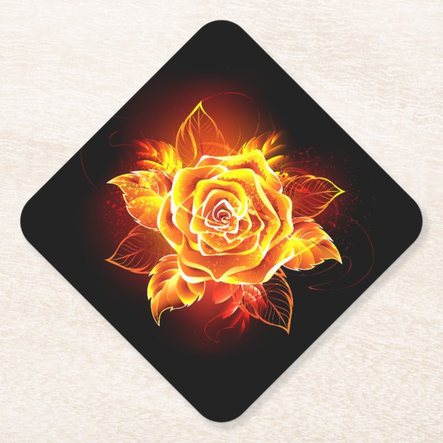 Rose des blühenden Feuers Untersetzer (Vorderseite)