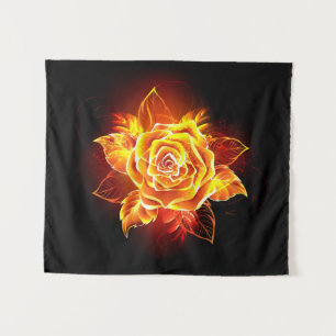 Rose des blühenden Feuers Wandteppich