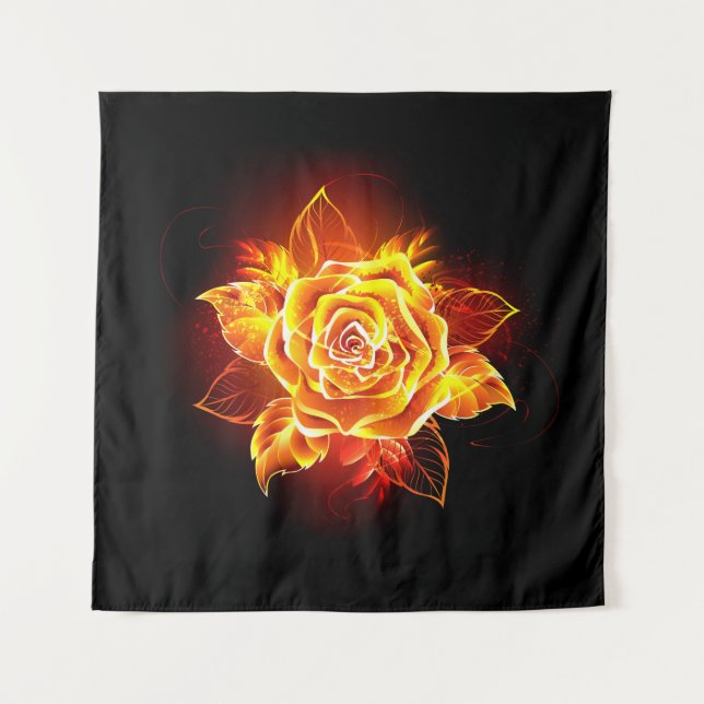 Rose des blühenden Feuers Wandteppich (Vorderseite)