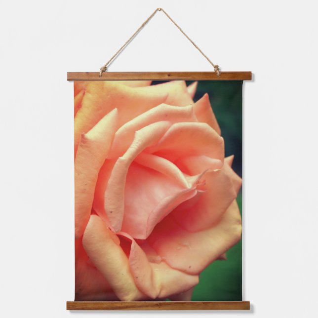 Rose des blühenden Peach Wandteppich Mit Holzrahmen (Vorderseite)