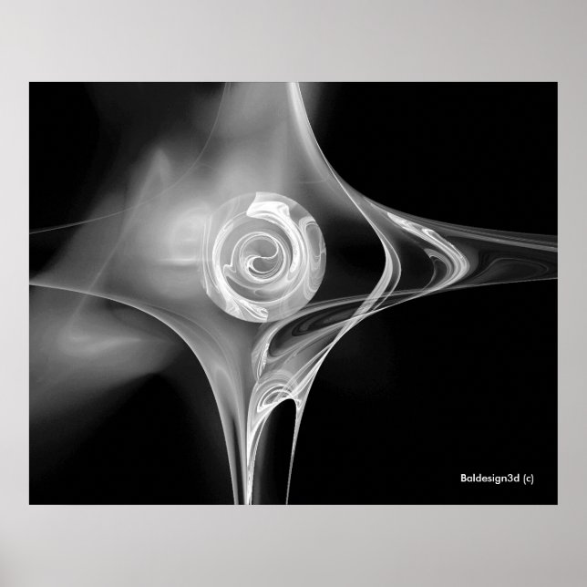 ROSE des Fraktals, Schwarzweiß Poster (Vorne)