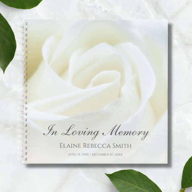 Rose des Gästebuches Notizbuch (White Rose Funeral Guest Book)