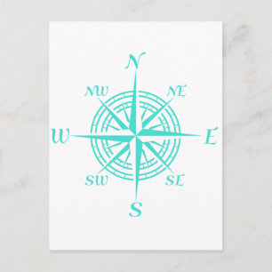 Rose des Nautical White Compass an der Küste Postkarte