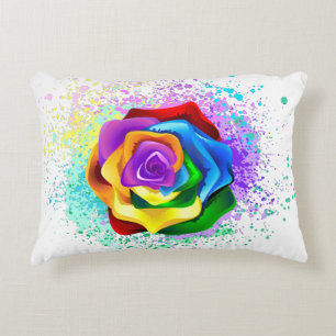 Rose des Regenbogens Dekokissen