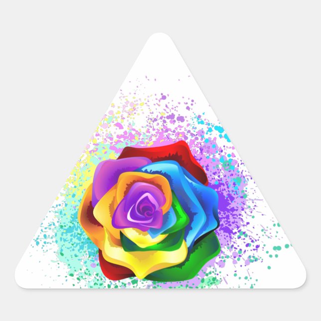 Rose des Regenbogens Dreieckiger Aufkleber (Vorderseite)