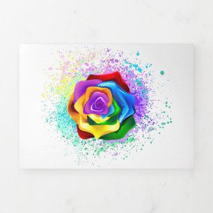 Rose des Regenbogens Dreifach Gefaltete Ankündigung