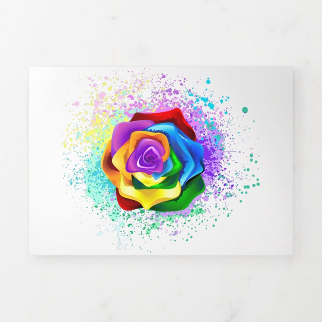 Rose des Regenbogens Dreifach Gefaltete Ankündigung (Cover)