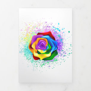 Rose des Regenbogens Dreifach-gefaltete Programmkarte