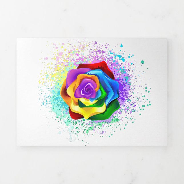 Rose des Regenbogens Dreifach Gefaltete Urlaubskarte (Cover)