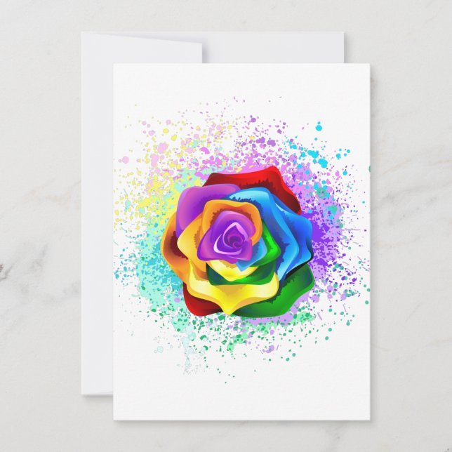 Rose des Regenbogens Einladung (Vorderseite)