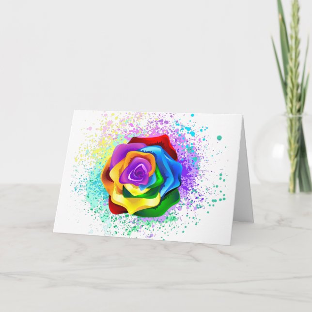 Rose des Regenbogens Feiertagskarte (Vorderseite)