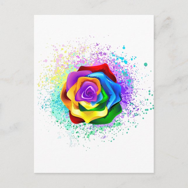 Rose des Regenbogens Feiertagspostkarte (Vorderseite)