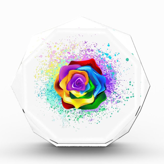 Rose des Regenbogens Fotoblock (Vorderseite)