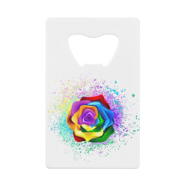 Rose des Regenbogens Geldbeutel Flaschenöffner (Vorderseite)