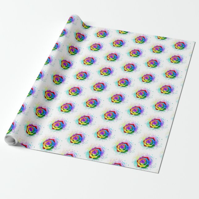 Rose des Regenbogens Geschenkpapier (Ungerollt)