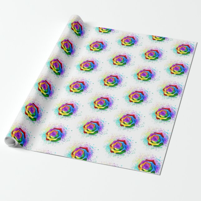 Rose des Regenbogens Geschenkpapier (Ungerollt)