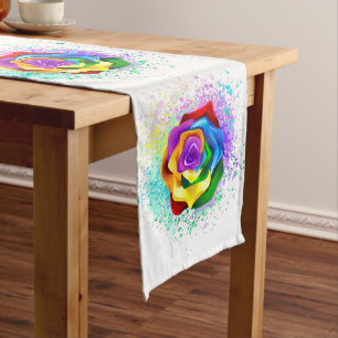 Rose des Regenbogens Großer Tischläufer