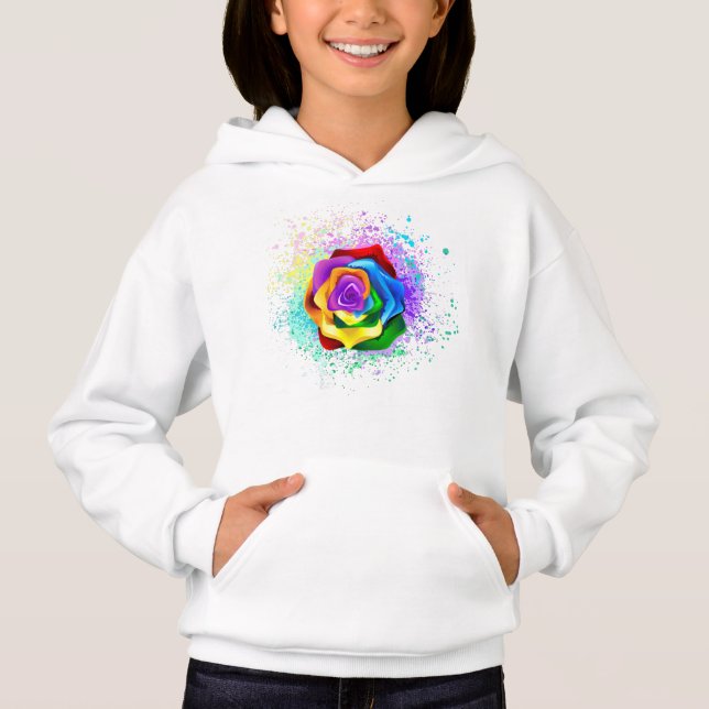 Rose des Regenbogens Hoodie (Vorderseite)