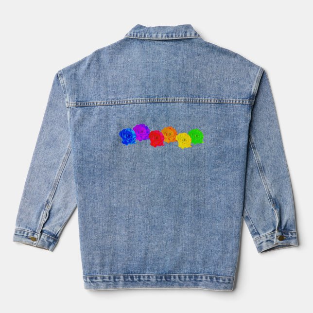 Rose des Regenbogens Jeansjacke (Rückseite)