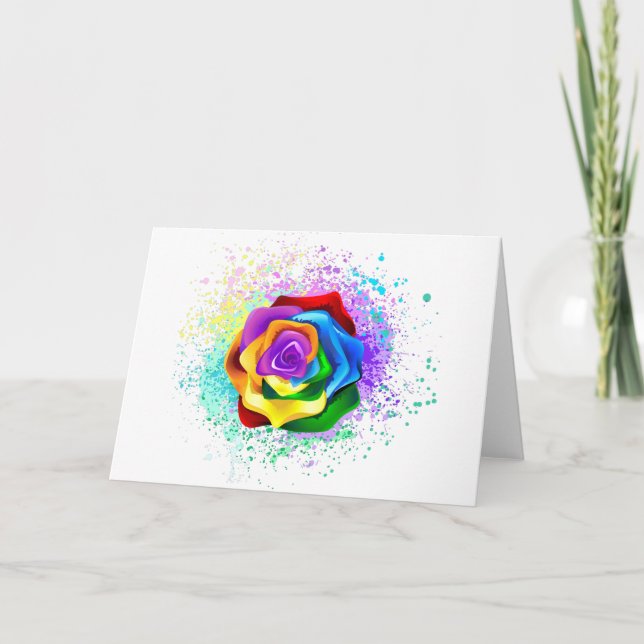 Rose des Regenbogens Karte (Vorderseite)