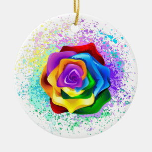 Rose des Regenbogens Keramik Ornament