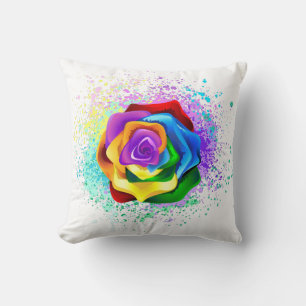 Rose des Regenbogens Kissen