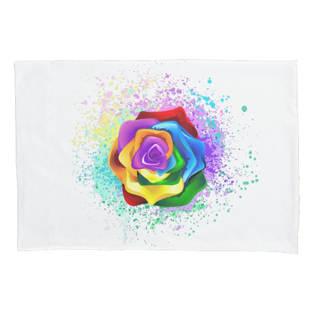 Rose des Regenbogens Kissenbezug (Vorderseite)