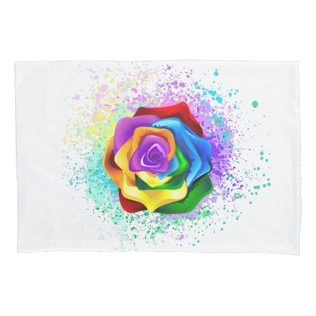 Rose des Regenbogens Kissenbezug (Vorderseite-Links)