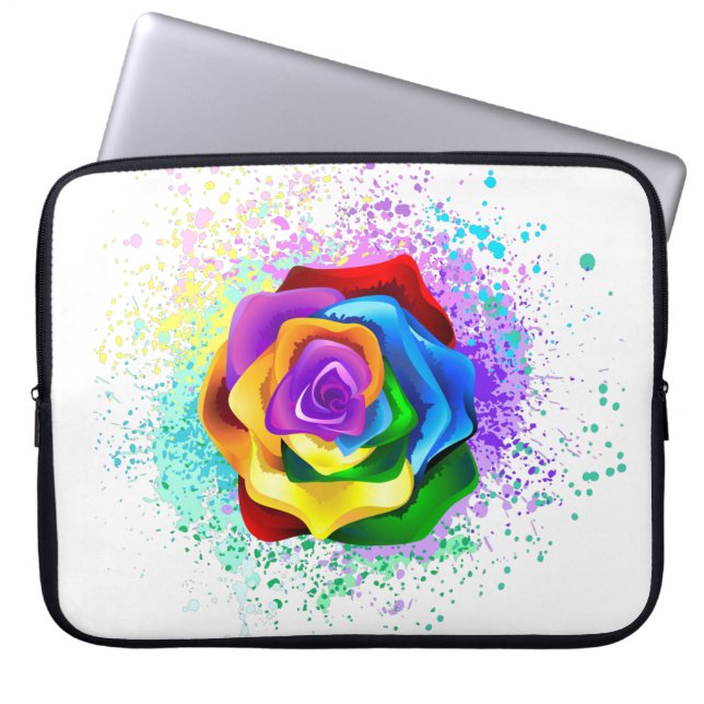 Rose des Regenbogens Laptopschutzhülle (Vorderseite)