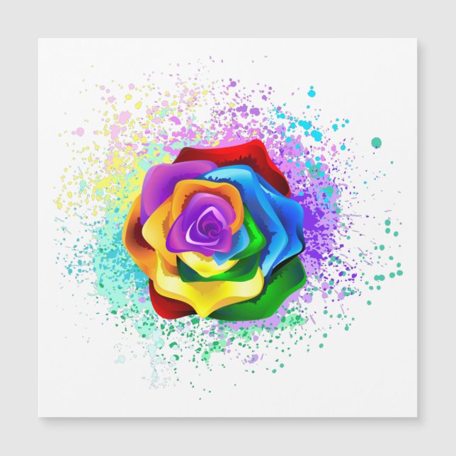 Rose des Regenbogens Magneteinladung (Vorderseite)