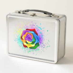 Rose des Regenbogens Metall Brotdose