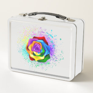 Rose des Regenbogens Metall Brotdose