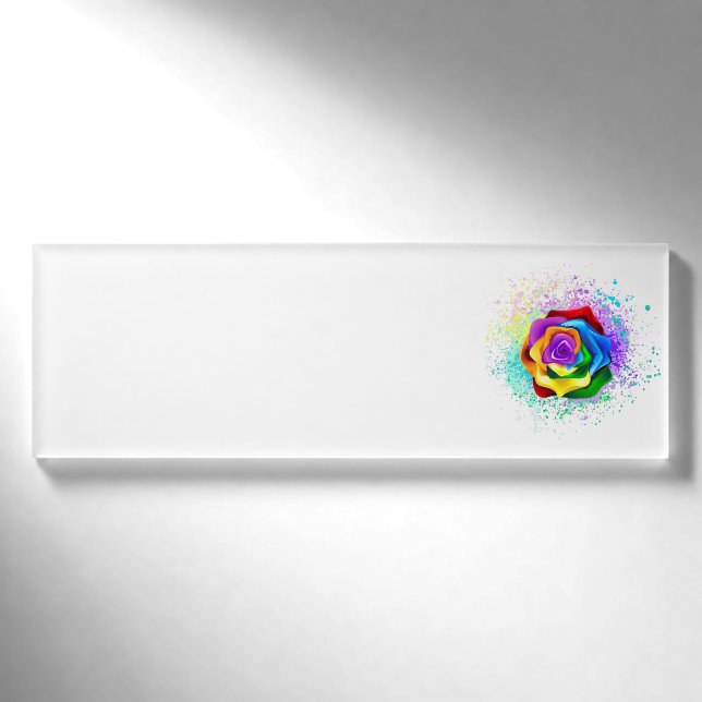 Rose des Regenbogens Namenschild (Vorderseite)