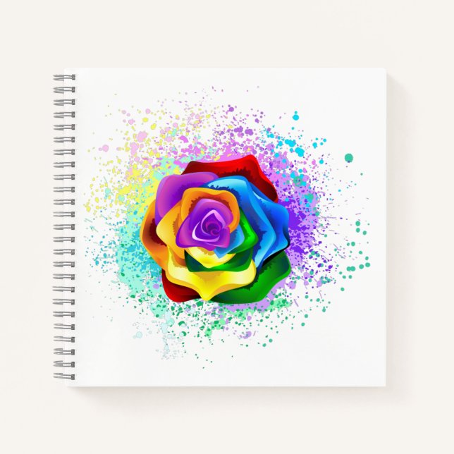 Rose des Regenbogens Notizbuch (Vorderseite)