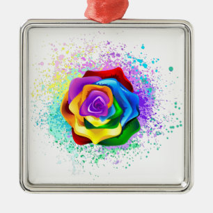 Rose des Regenbogens Ornament Aus Metall