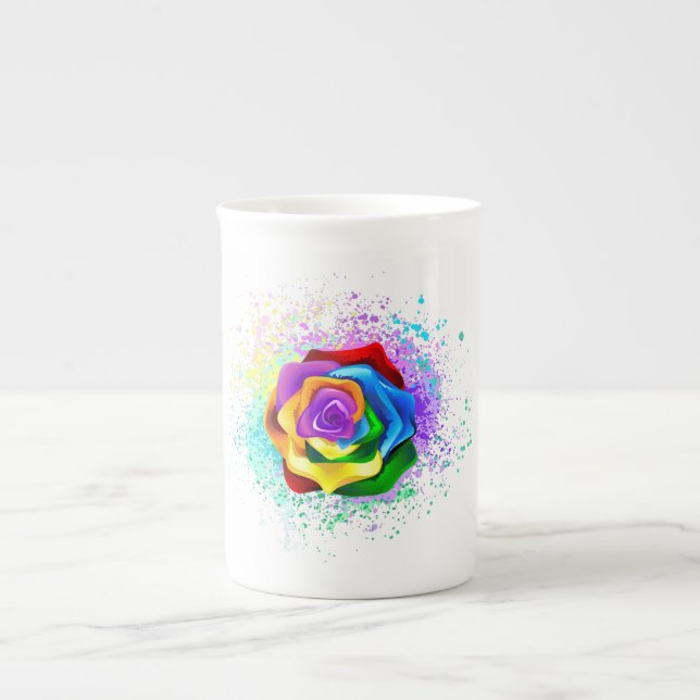 Rose des Regenbogens Prozellantasse (Vorderseite)