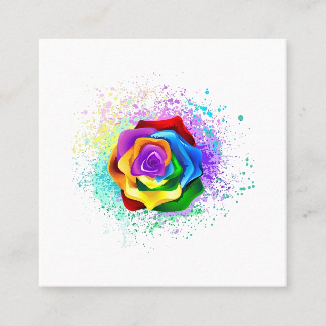 Rose des Regenbogens Quadratische Visitenkarte (Vorderseite)