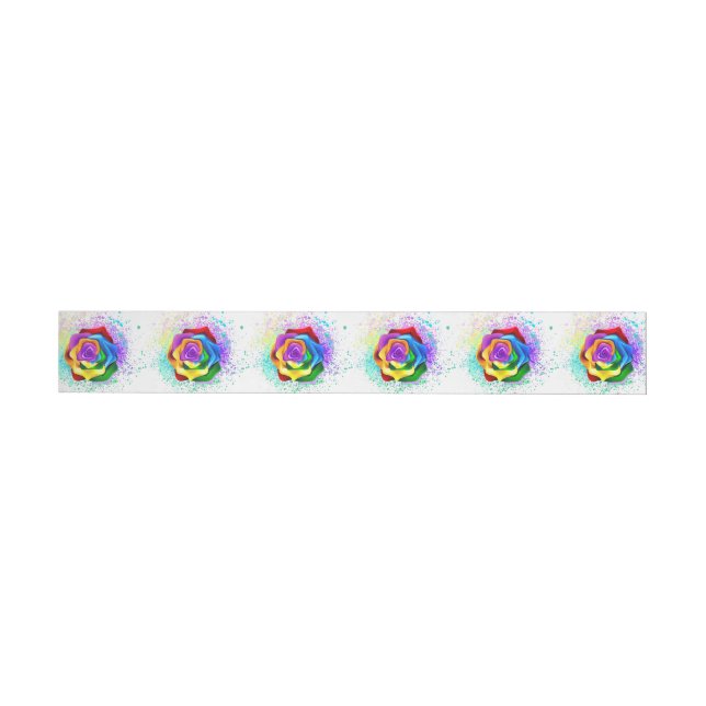 Rose des Regenbogens Rundum-Adressaufkleber (Person)