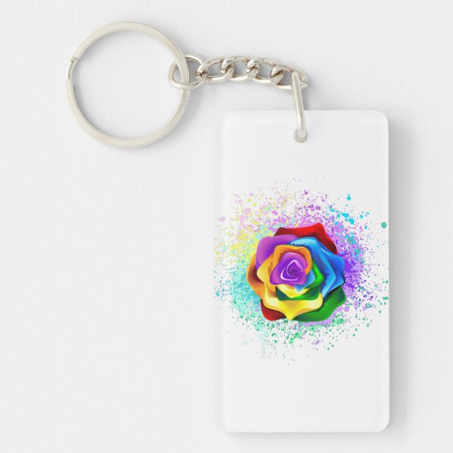 Rose des Regenbogens Schlüsselanhänger (Vorderseite)