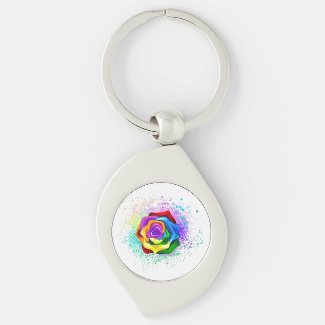 Rose des Regenbogens Schlüsselanhänger (Vorderseite)