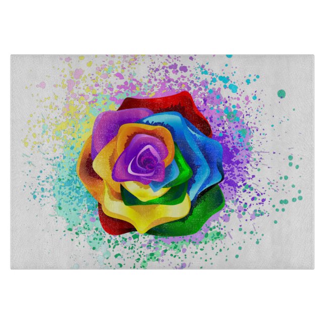 Rose des Regenbogens Schneidebrett (Vorderseite)