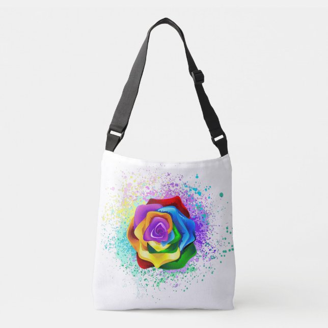 Rose des Regenbogens Tragetaschen Mit Langen Trägern (Vorderseite)