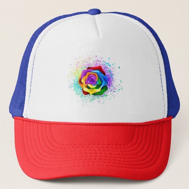 Rose des Regenbogens Truckerkappe (Vorderseite)