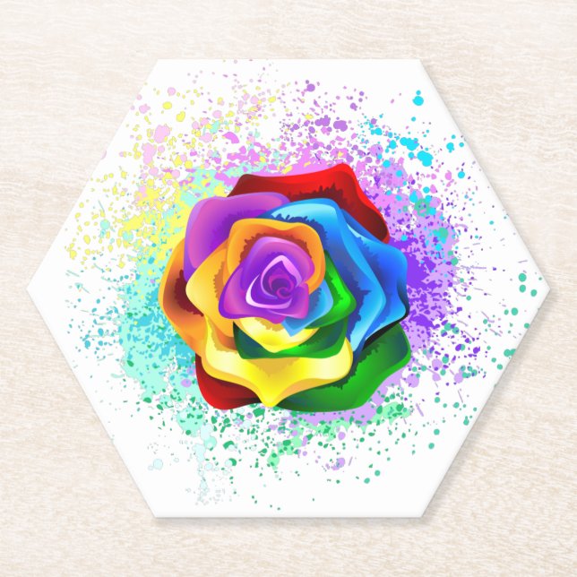 Rose des Regenbogens Untersetzer (Vorderseite)