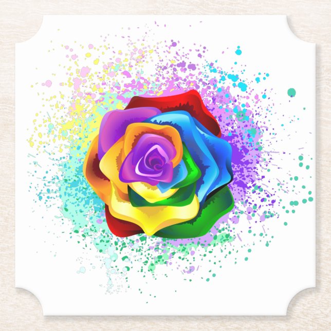 Rose des Regenbogens Untersetzer (Vorderseite)