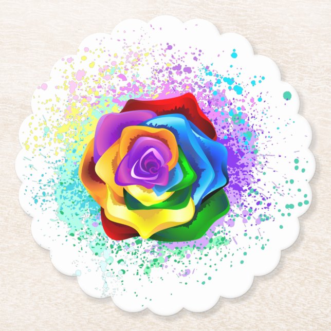 Rose des Regenbogens Untersetzer (Vorderseite)