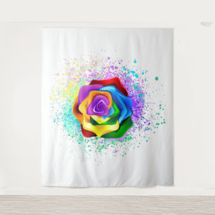 Rose des Regenbogens Wandteppich