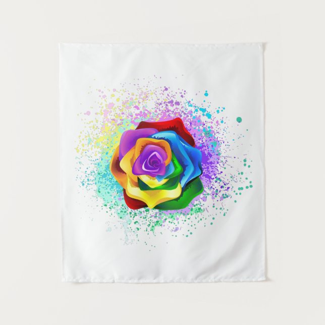 Rose des Regenbogens Wandteppich (Vorderseite)