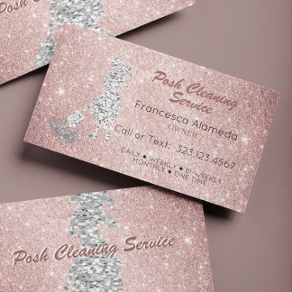 Rose des Reinigungsdienstes Gold Glitzer Silver Te Visitenkarte